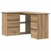 vidaXL hornskrifbor&eth; Artisan Oak 145x100x76 cm Hanna&eth;ur vi&eth;ur