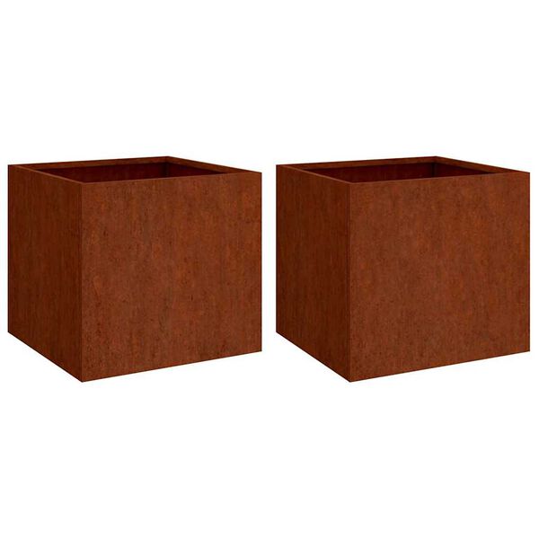 vidaXL gr&oacute;&eth;ursetningar 2 stk 42x40x39 cm Corten St&aacute;l