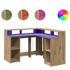 vidaXL Skrifbor&eth; me&eth; LED-lj&oacute;sum Listamannseikarlitur 130x130x91 cm