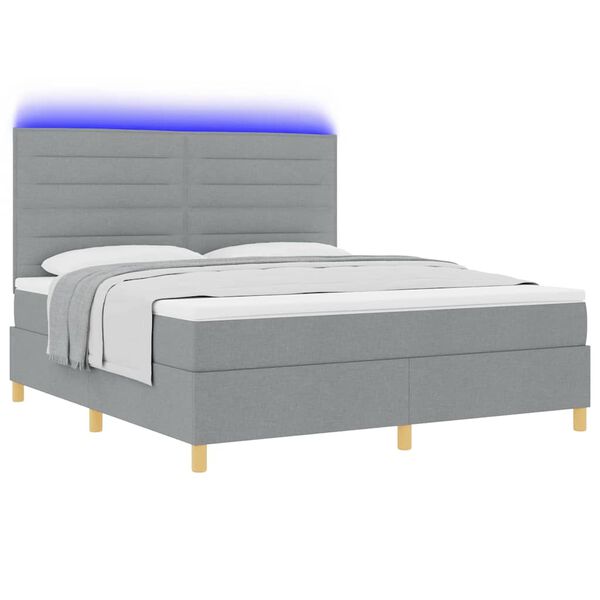 vidaXL LED Box Spring R&uacute;m me&eth; d&yacute;nu Lj&oacute;sgr&aacute;r 180 x 200 cm d&uacute;kur