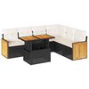 vidaXL 7 stykki gar&eth;s&oacute;fasett me&eth; p&uacute;&eth;um Black Poly Rattan Acacia