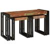 vidaXL Nestandi Bor&eth; 3 pcs Solid endurn&yacute;ttur vi&eth;ur og m&aacute;lmur