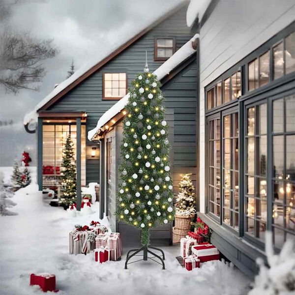 vidaXL Gervi j&oacute;latr&eacute; me&eth; 300 LED Gr&aelig;nn 240 cm PVC, st&aacute;l og plast