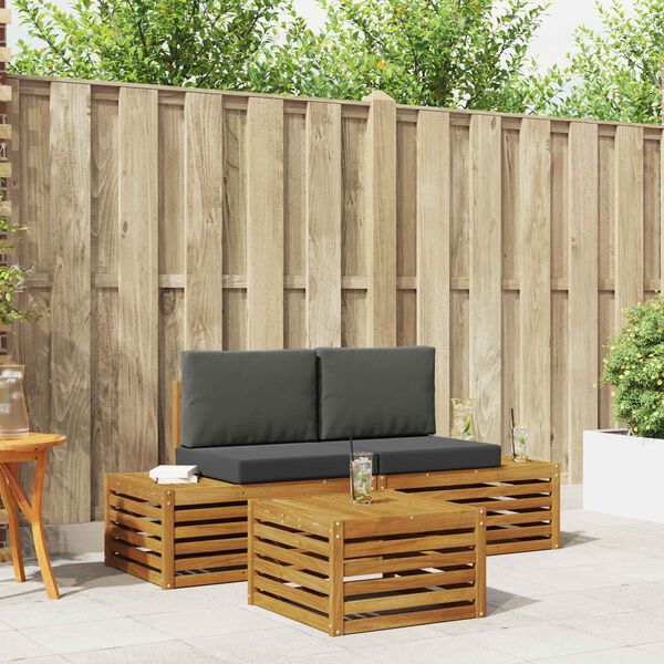 vidaXL &Uacute;ti s&oacute;fasett me&eth; p&uacute;&eth;i 3 Stykki N&aacute;tt&uacute;rulegt og Antrac&iacute;t