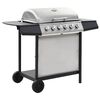 vidaXL Gasgrill me&eth; 6 Eldunarsv&aelig;&eth;um Ry&eth;fr&iacute;tt St&aacute;l Silfur