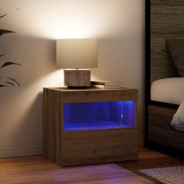 vidaXL Noat&ouml;flu sk&aacute;pur Artisan Eik 50 x 40 x 45 cm Samsettur vi&eth;ur