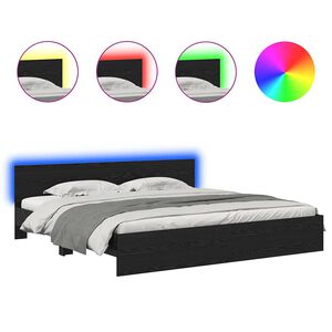 vidaXL Ramsv&iacute;k me&eth; h&ouml;fu&eth;gafl Svartur Eik 180 x 200 cm Samsettur vi&eth;ur