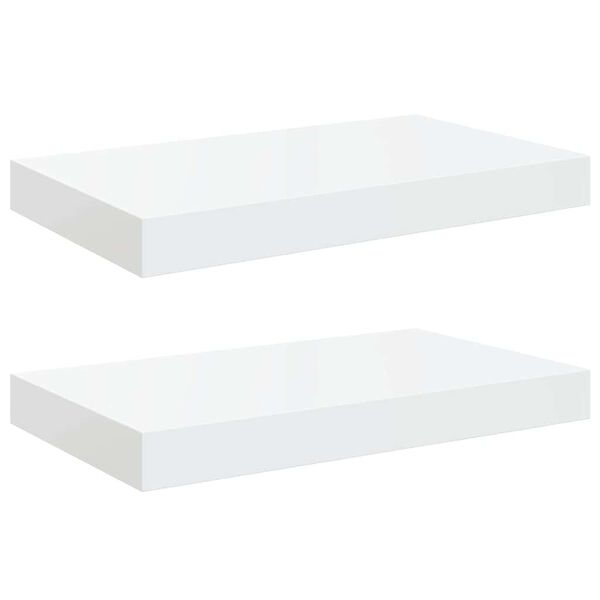 vidaXL Vegghengdar Hillur 2 stk. H&aacute;glans Hv&iacute;tar 40x23x3,8 cm MDF