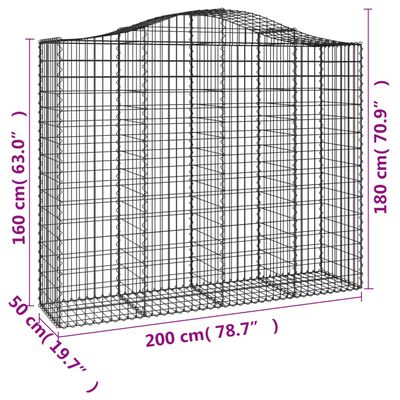 vidaXL Bogadregnir Grjótkassar 8 stk. 200x50x160/180 cm Sinkhúðað Járn