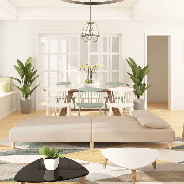 vidaXL 2-sæta Svefnsófi með Tveimur Púðum Rjómahvíttt Tauáklæði