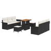 vidaXL Gar&eth;s&oacute;fa sett me&eth; p&uacute;&eth;i 9 pcs Svartur p&oacute;l&yacute;rattan
