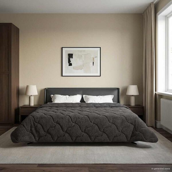 vidaXL Vetrar s&aelig;ng Antras&iacute;t 200 x 240 cm Microfiber og Teddy f&oacute;&eth;ri&eth;