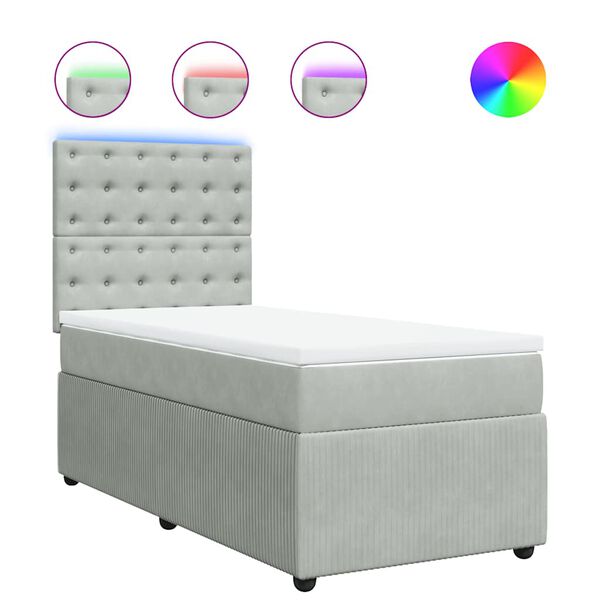 vidaXL H&oacute;lfa&eth; Springr&uacute;m me&eth; D&yacute;nu Lj&oacute;sgr&aacute;r 80x200 cm Flauel