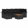 vidaXL Gar&eth;s&oacute;fa sett me&eth; p&uacute;&eth;i me&eth; geymslu 7 pcs Svartur p&oacute;l&yacute;rattan