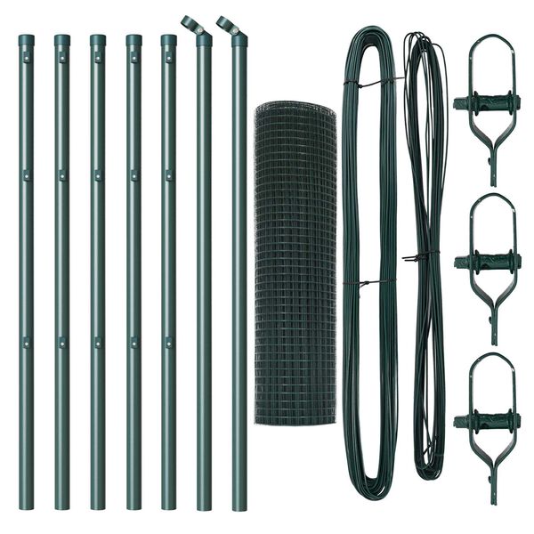 vidaXL Gir&eth;ingarp&oacute;stur Gr&aelig;nn 10 x 0,4 m (12 x 12 mm net) St&aacute;l og PVC