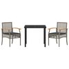 vidaXL Gar&eth;ur bor&eth;sett 3 pcs Gr&aacute;r p&oacute;l&yacute;rattan