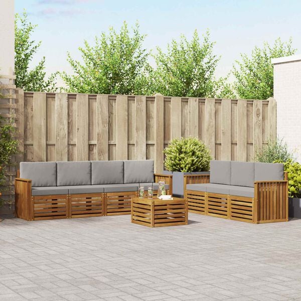 vidaXL S&oacute;fasett 8 pcs N&aacute;tt&uacute;rulegt og Lj&oacute;st Gr&aacute;tt Hrein akas&iacute;utr&eacute;