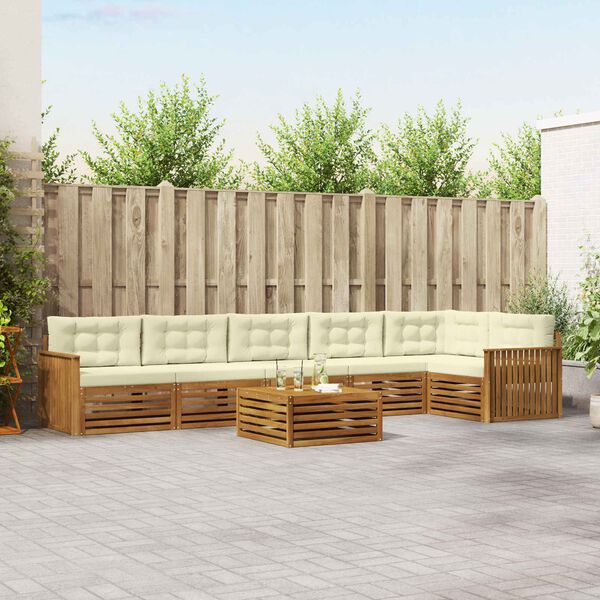 vidaXL &Uacute;ti s&oacute;fasett me&eth; p&uacute;&eth;i 7 pcs N&aacute;tt&uacute;rulegt og Krem