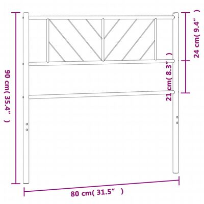 vidaXL Höfuðgafl úr Málmi Hvítur 75 cm