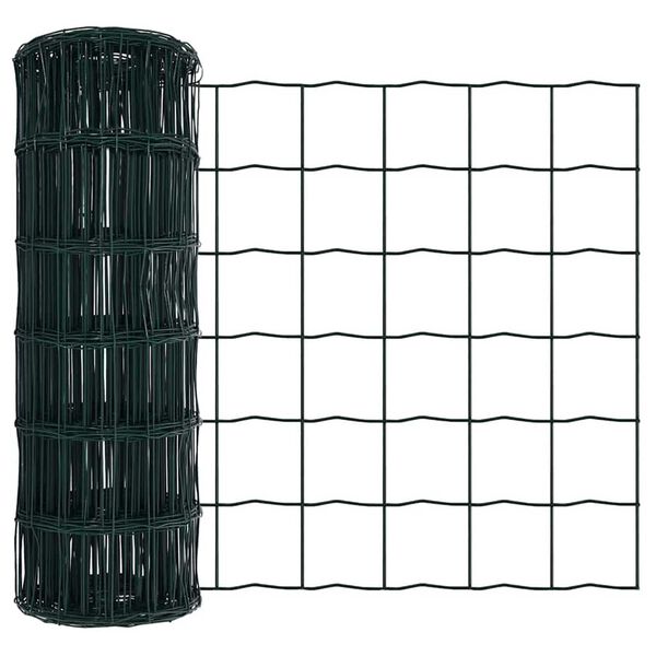 vidaXL Evrópsk girðing Grænn 0.6 x 25 m PVC-húðaður járn