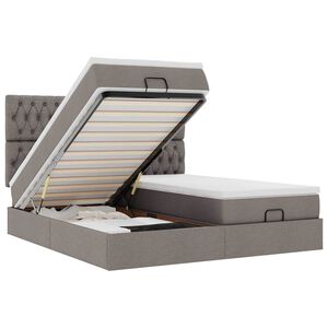 vidaXL Ottoman r&uacute;mgrind me&eth; d&yacute;num Taupe 160x200cm Efni