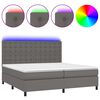 vidaXL H&oacute;lfa&eth; Springr&uacute;m me&eth; D&yacute;nu&LED Gr&aacute;tt 200x200 cm Gervile&eth;ur