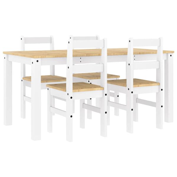 vidaXL 5 Hluta Bor&eth;sett PANAMA&ldquo; Hv&iacute;t Gegnheil Fura