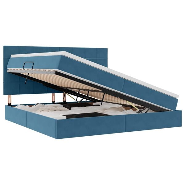 vidaXL R&uacute;m me&eth; geymslur&yacute;mi og LED me&eth; led D&ouml;kkbl&aacute;r 200 x 200 cm Flauel