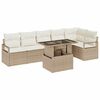 vidaXL Gar&eth;s&oacute;fa sett me&eth; geymslu 7 pcs Drapplita&eth;ur Poly rattan