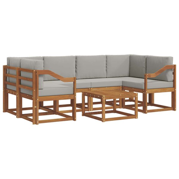 vidaXL &Uacute;ti s&oacute;fasett me&eth; p&uacute;&eth;i 7 pcs N&aacute;tt&uacute;rulegt og Lj&oacute;st Gr&aacute;tt