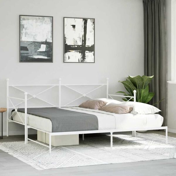 vidaXL Daybed me&eth; r&uacute;llu &aacute;n d&yacute;nu Hv&iacute;tt 107x203 cm St&aacute;l