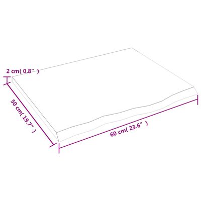 vidaXL Vegghilla 60x50x2 cm Ómeðhöndlaður Gegnheill Eikarviður