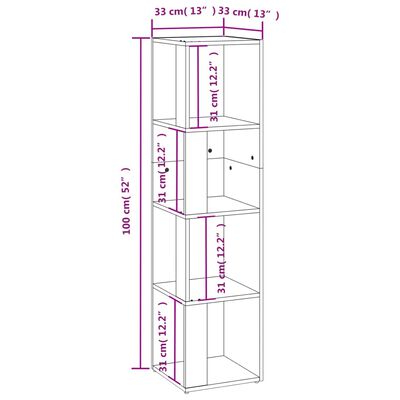 vidaXL Hornskápur Grár Sonoma 33x33x132 cm Samsettur Viður