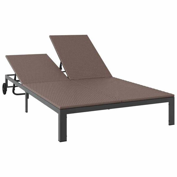 vidaXL Sunbed 1-Pers&oacute;na Br&uacute;nn 206 x 62.5 x 74 cm p&oacute;l&yacute;rattan