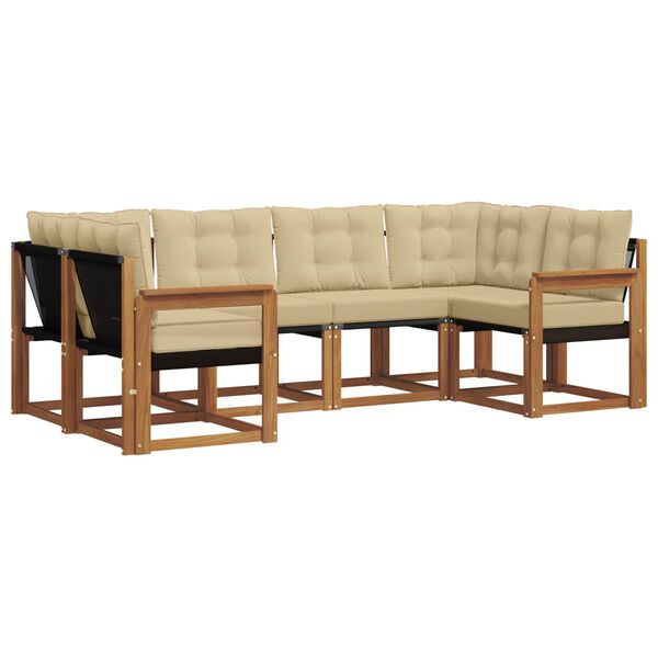 vidaXL &Uacute;ti s&oacute;fasett me&eth; p&uacute;&eth;i 6 pcs N&aacute;tt&uacute;rulegt og B&eacute;ig