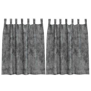 vidaXL Flauels skaut með gluggatjöldum 2 pcs Grár 140 x 140 cm Flauel