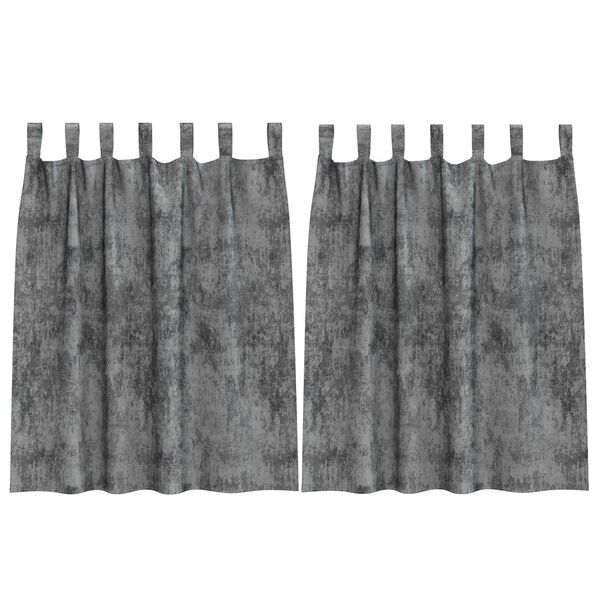 vidaXL Flauels skaut með gluggatjöldum 2 pcs Grár 140 x 140 cm Flauel