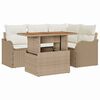 vidaXL Gar&eth;s&oacute;fa sett me&eth; p&uacute;&eth;i 5 pcs Beige og krem p&oacute;l&yacute;rattan