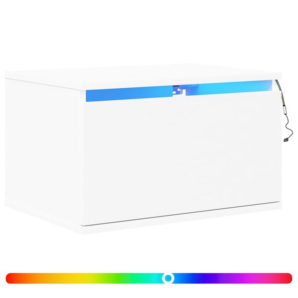 vidaXL Veggfest N&aacute;ttbor&eth; me&eth; LED Lj&oacute;sum Hv&iacute;tt