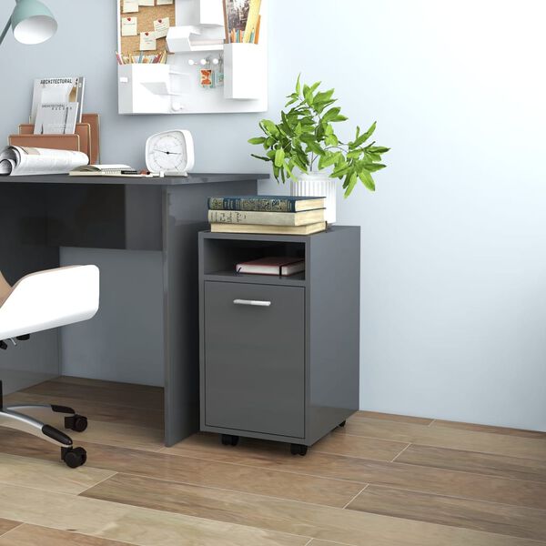 vidaXL Hli&eth;arsk&aacute;pur &aacute; Hj&oacute;lum H&aacute;glans Gr&aacute;r 33x38x60 cm Samsettur Vi&eth;ur