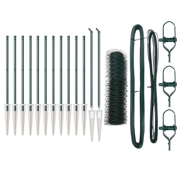 vidaXL Gir&eth;ingarp&oacute;stur Gr&aelig;nn 25 x 0,6 m (50 mm net) St&aacute;l og PVC