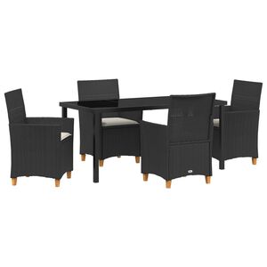 vidaXL Gar&eth;ur bor&eth;sett 5 pcs Svartur p&oacute;l&yacute;rattan