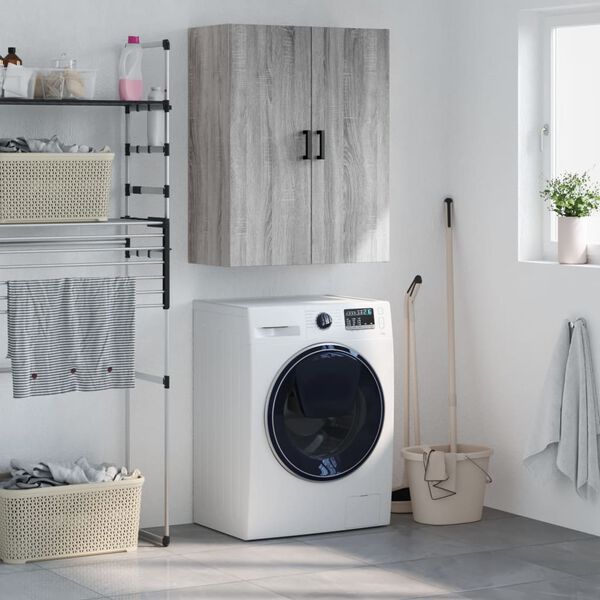 vidaXL Vegghengdur Sk&aacute;pur Gr&aacute;r Sonoma 69,5x34x90 cm