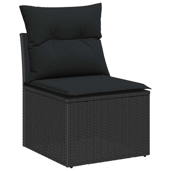 vidaXL Gar&eth;s&oacute;fa sett me&eth; p&uacute;&eth;i me&eth; geymslu 6 pcs Svartur Poly rattan