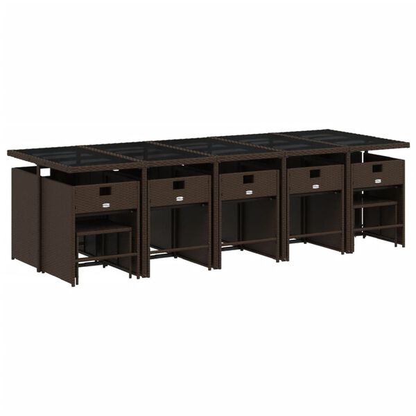 vidaXL 15 Stk. Gar&eth;h&uacute;sgagnasett me&eth; Sessum Br&uacute;nn P&oacute;l&yacute;rattan