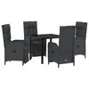 vidaXL Gar&eth;ur bor&eth;sett me&eth; p&uacute;&eth;i 5 pcs Svartur p&oacute;l&yacute;rattan