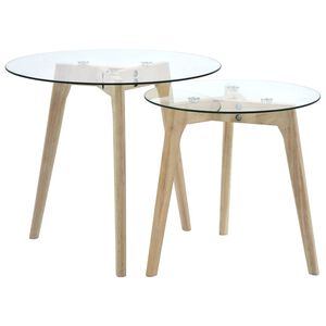249501 vidaXL Side Table Set 2 pcs Tempered Glass