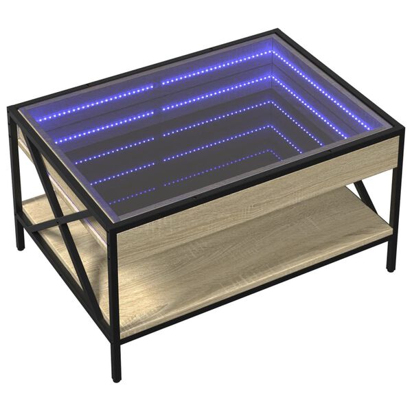 vidaXL S&oacute;fabor&eth; me&eth; &Oacute;endanleika LED Sonoma Eikarlitur 70x50x38 cm
