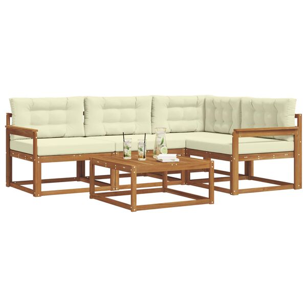 vidaXL &Uacute;ti s&oacute;fasett me&eth; p&uacute;&eth;i 5 pcs N&aacute;tt&uacute;rulegt og Krem