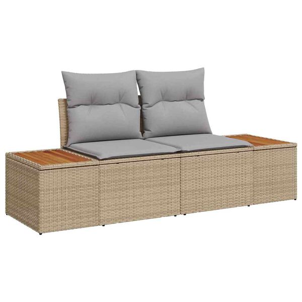 vidaXL Gar&eth;s&oacute;fa sett me&eth; p&uacute;&eth;i 8 pcs Beige og lj&oacute;sgr&aacute;r P&oacute;l&yacute;rattan